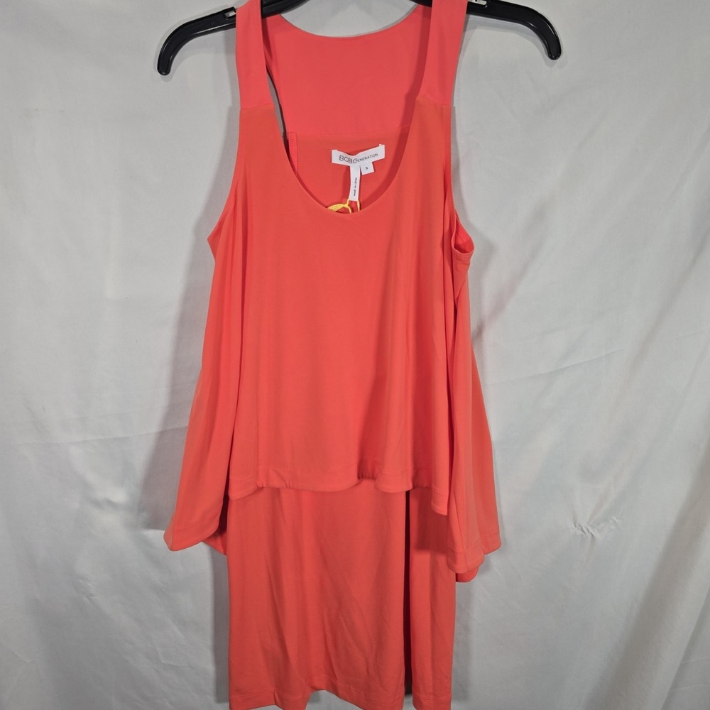 NWT BCBGeneration Size Small Sleeveless Coral Layered Dress Scoop‎ Neck